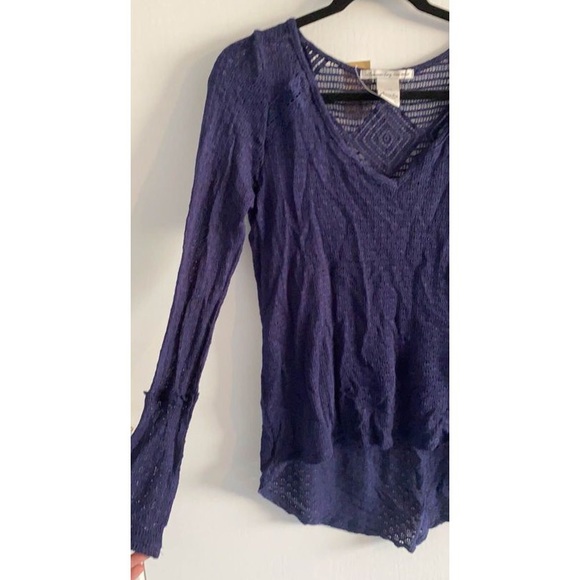 SOLD - American Rag Boho navy crochet top - Picture 2 of 5